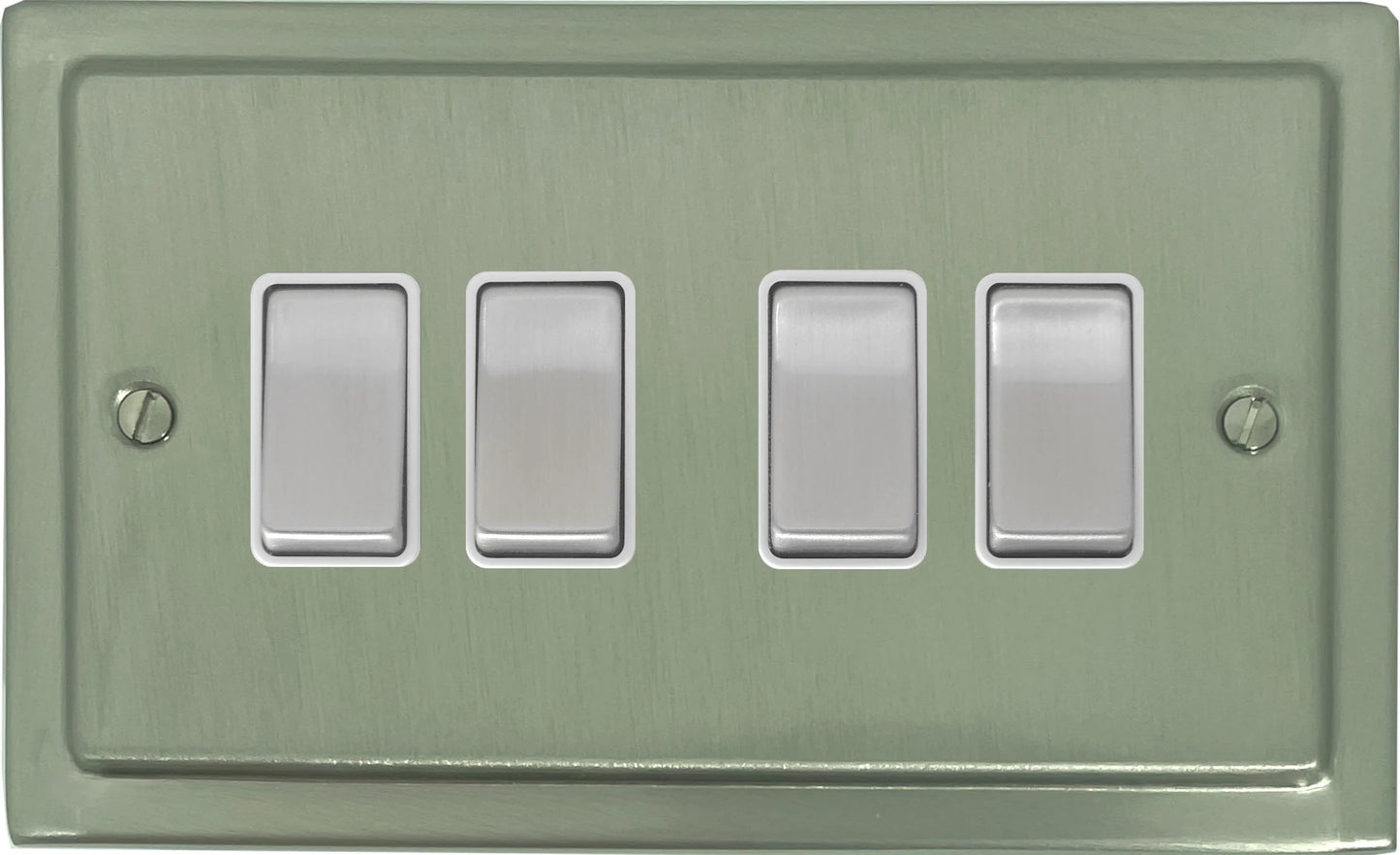 Victorian Satin Nickel 4 Gang Switch