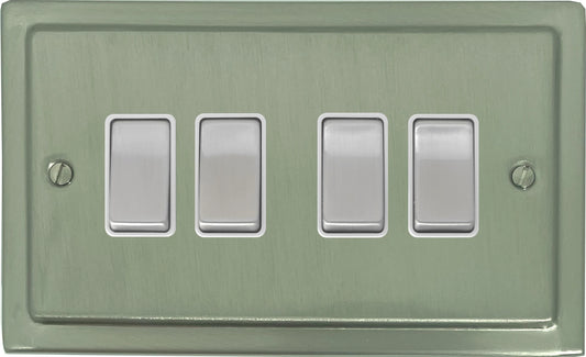 Victorian Satin Nickel 4 Gang Switch