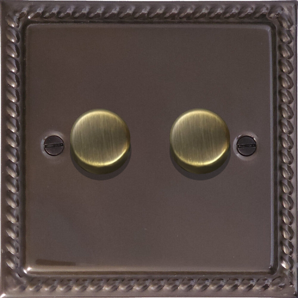 Georgian Medium Bronze 2 Gang LED Dimmer