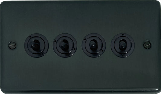 Contour Black Bronze 4 Gang 2 Way Toggle (Flat Black Toggle)