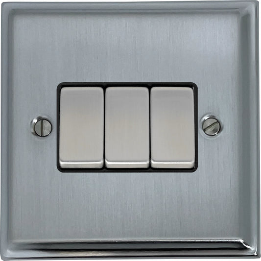 Deco Satin Chrome 3 Gang 2 Way Switch