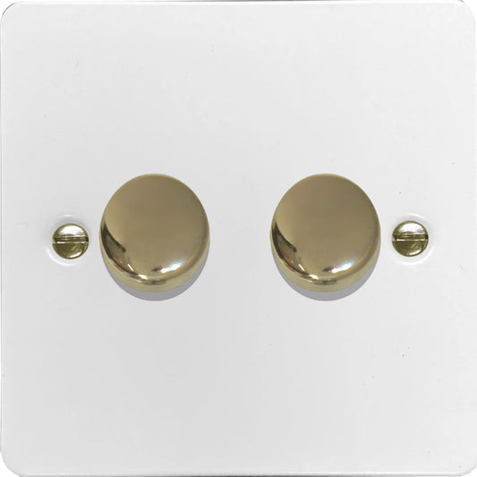 Flat White 2 Gang 120W LED Dimmer