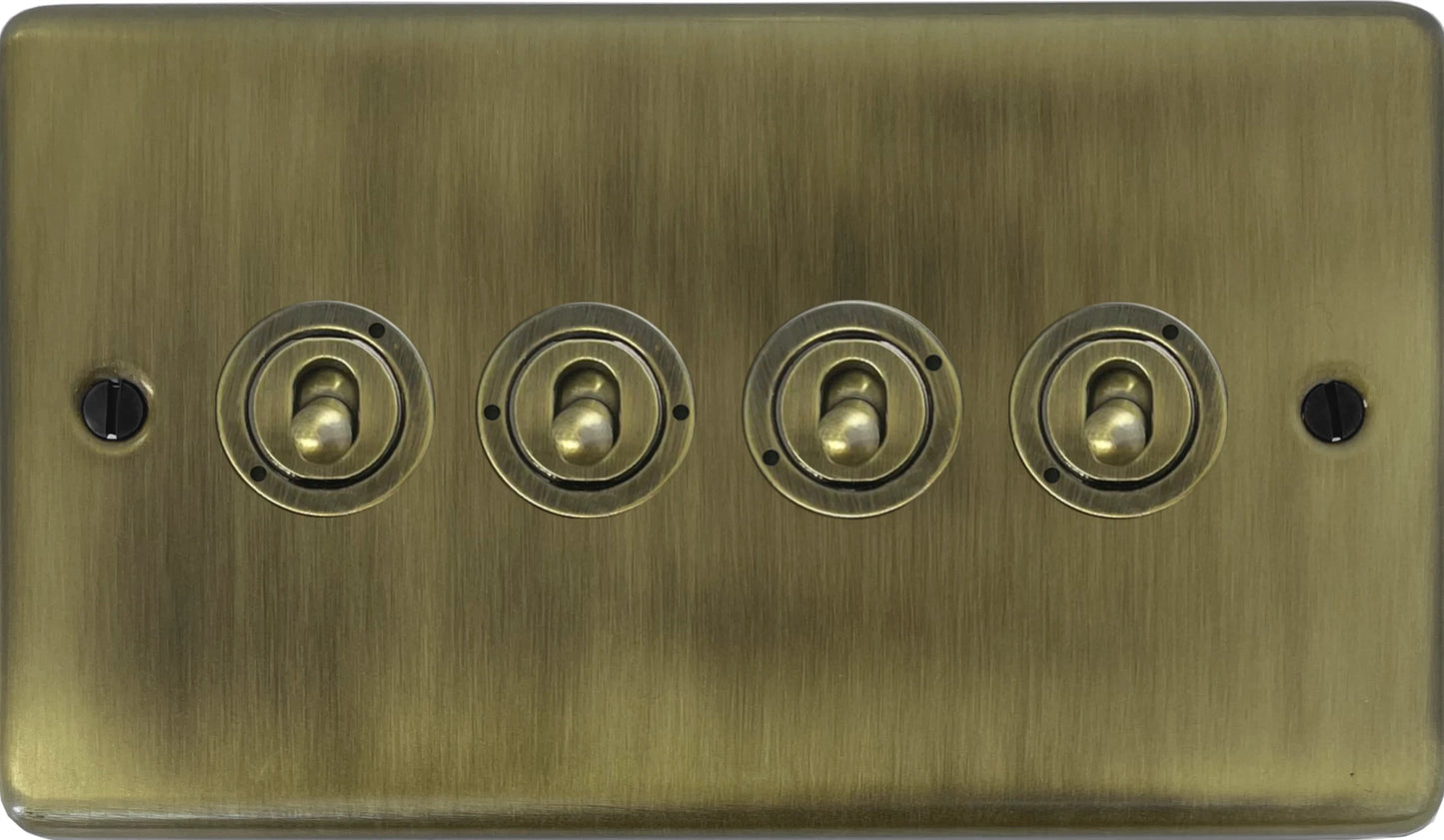 Contour Light Antique Brass 4 Gang Toggle Switch