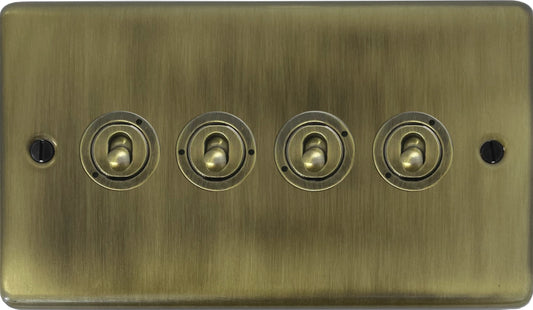 Contour Light Antique Brass 4 Gang Toggle Switch