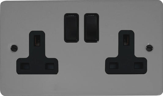 Flat Light Grey 2 Gang Socket