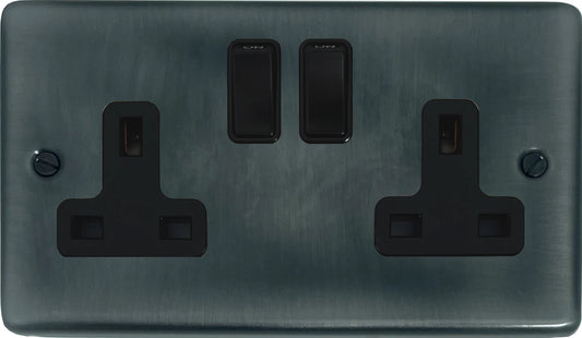 Contour  Slate Effect  2 Gang Socket