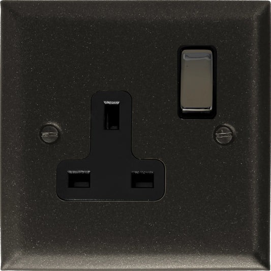 Spectrum Graphite 1 Gang Socket (Black Insert)