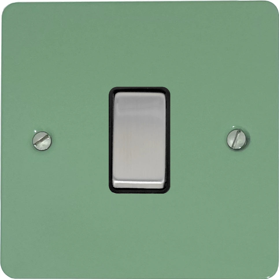 Flat Sage Green 1 Gang Switch (Satin Chrome Switch/Black Insert)