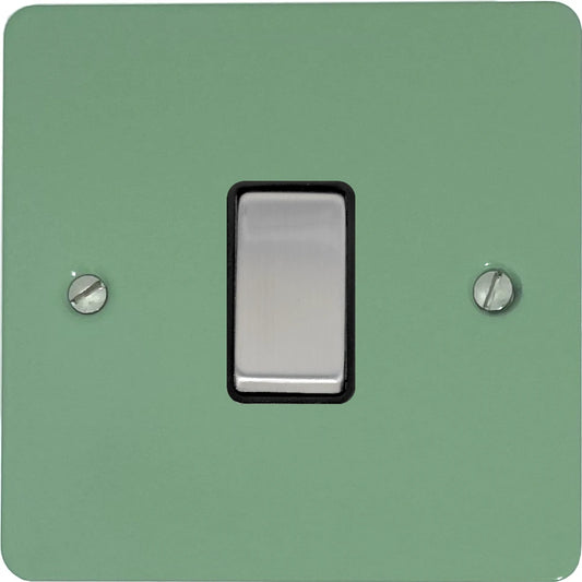 Flat Sage Green 1 Gang Switch (Satin Chrome Switch/Black Insert)