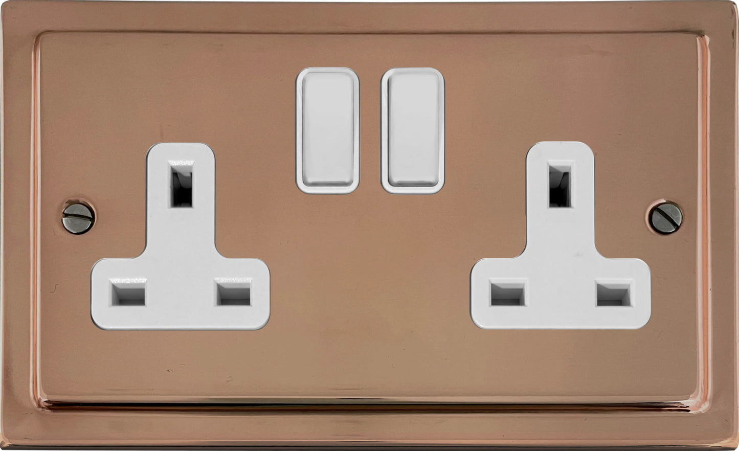 Victorian Polished Copper 2 Gang Socket