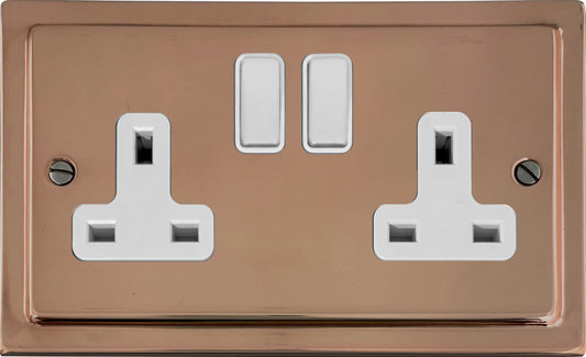 Victorian Polished Copper 2 Gang Socket