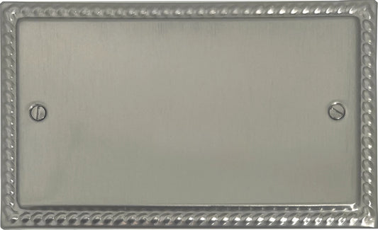 Georgian Satin Nickel 2 Gang Blank Plate
