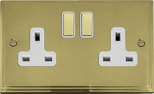 Victorian  Polished Brass  2 Gang Socket