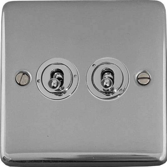 Contour Polished Chrome 2 Gang Toggle Switch