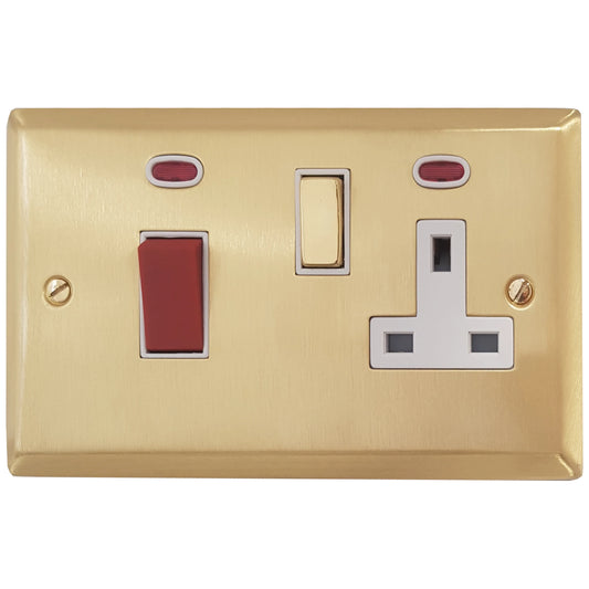 Spectrum Satin Brass Cooker Socket (White Insert)