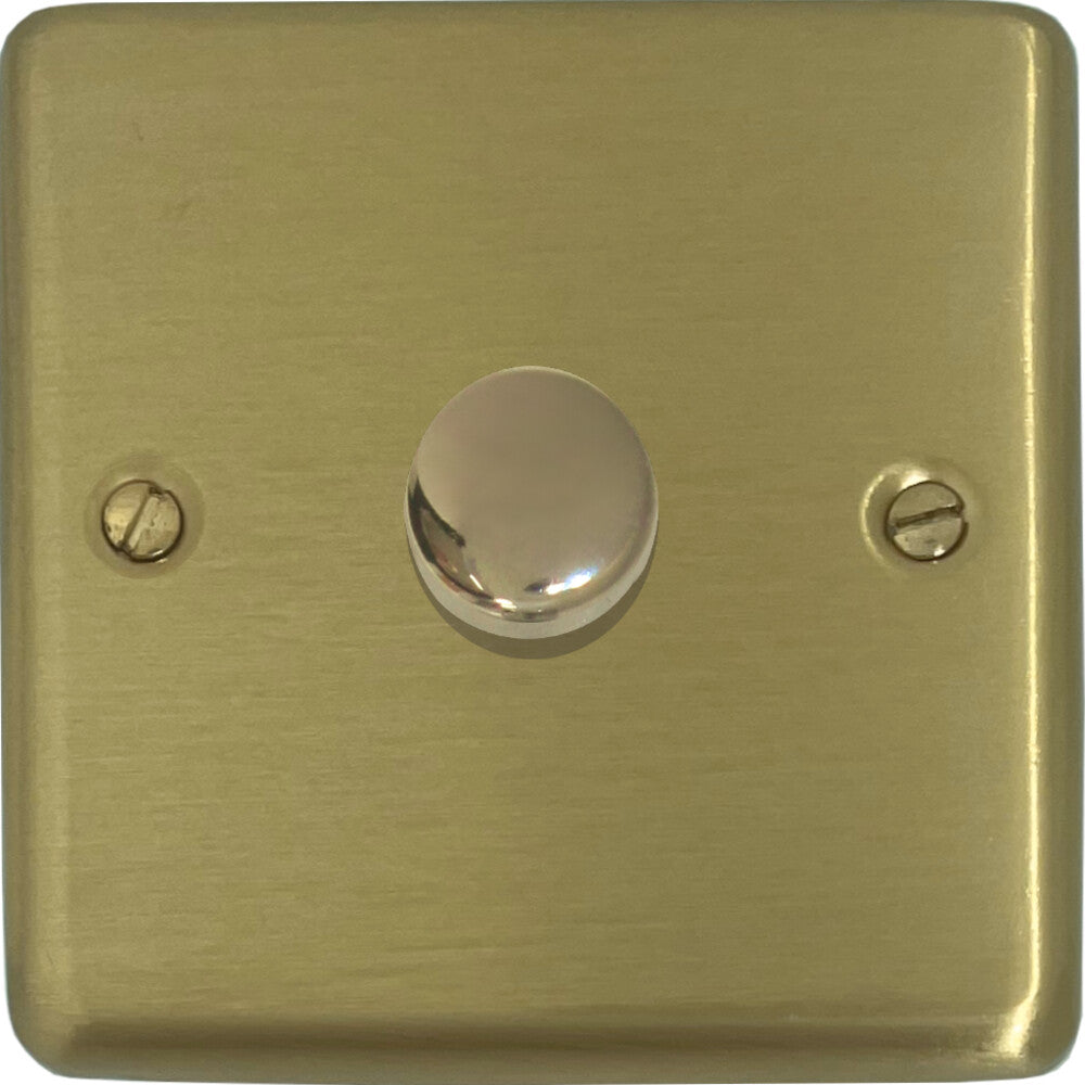 Contour Satin Brass 1 Gang 120W LED Dimmer