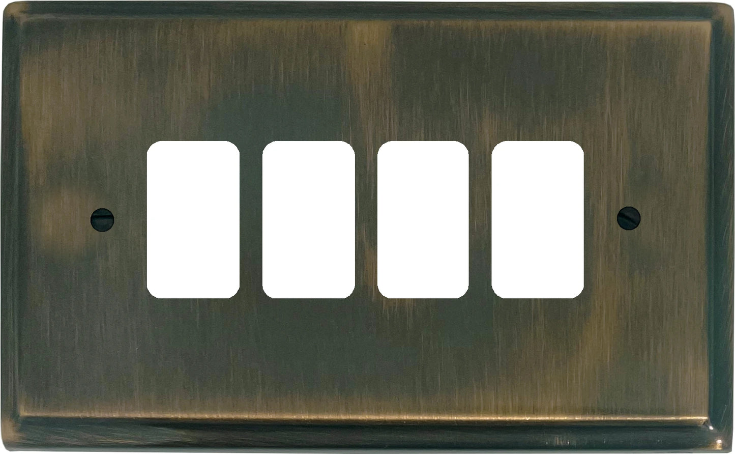 Deco Antique Brass 4 Gang Grid Plate