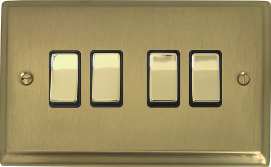 Deco Satin Brass 4 Gang Switch