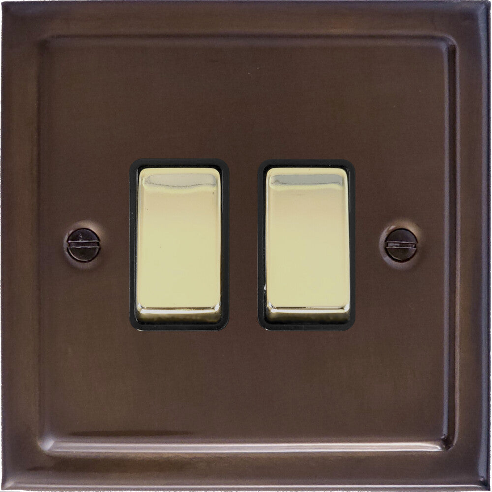 Victorian Medium Bronze 2 Gang Switch