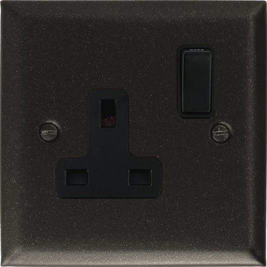 Spectrum Graphite 1 Gang Socket (Black Plastic)