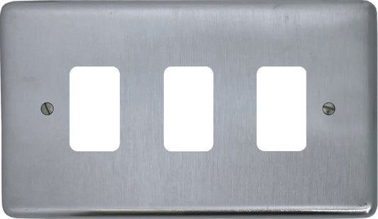 Contour Satin Chrome 3 Gang Grid Plate