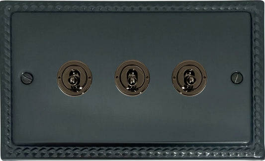 Monarch Black Bronze 3 Gang Toggle Switch (Black Nickel Toggle)