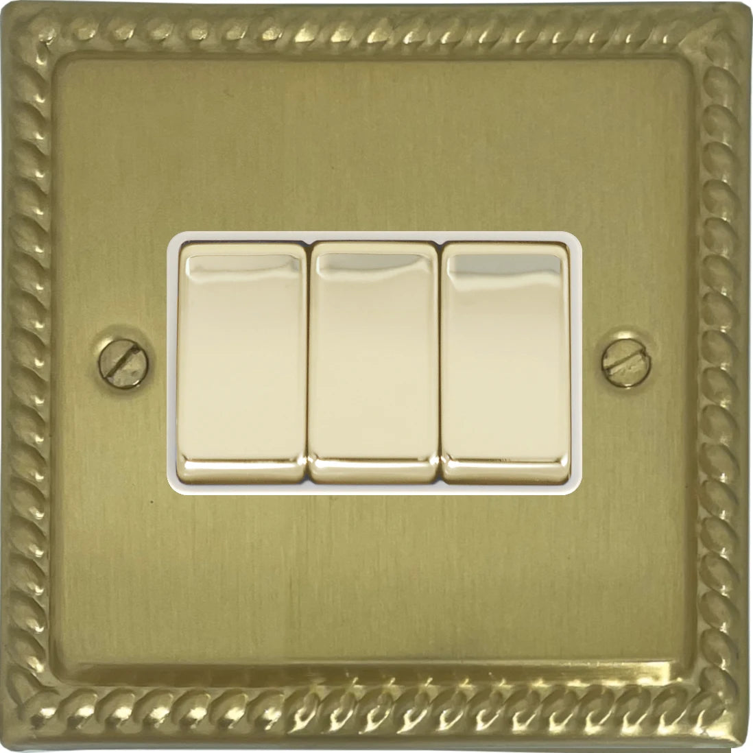 Georgian Satin Brass 3 Gang Switch