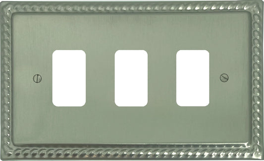 Monarch Satin Nickel 3 Gang Grid Plate