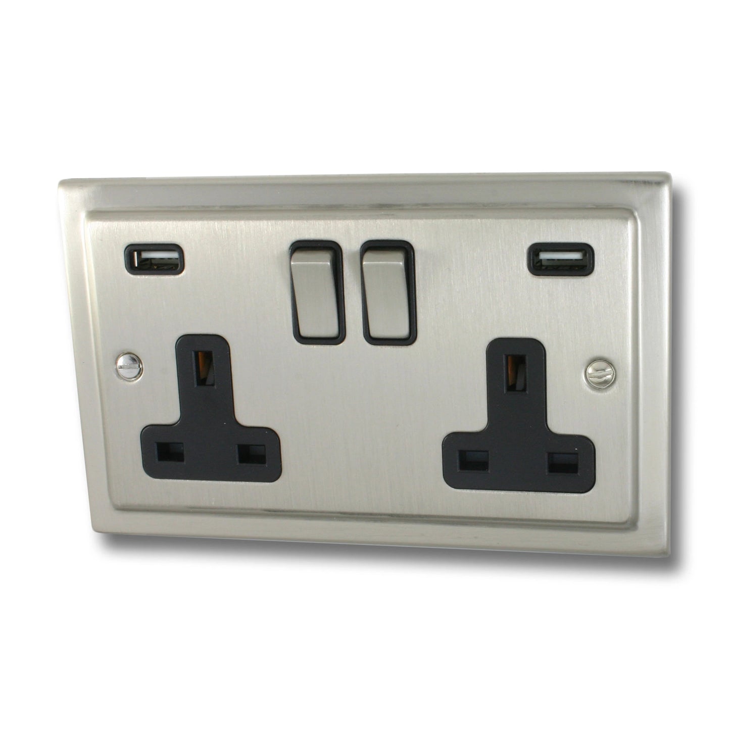 Victorian Satin Nickel 2 Gang Usb Socket