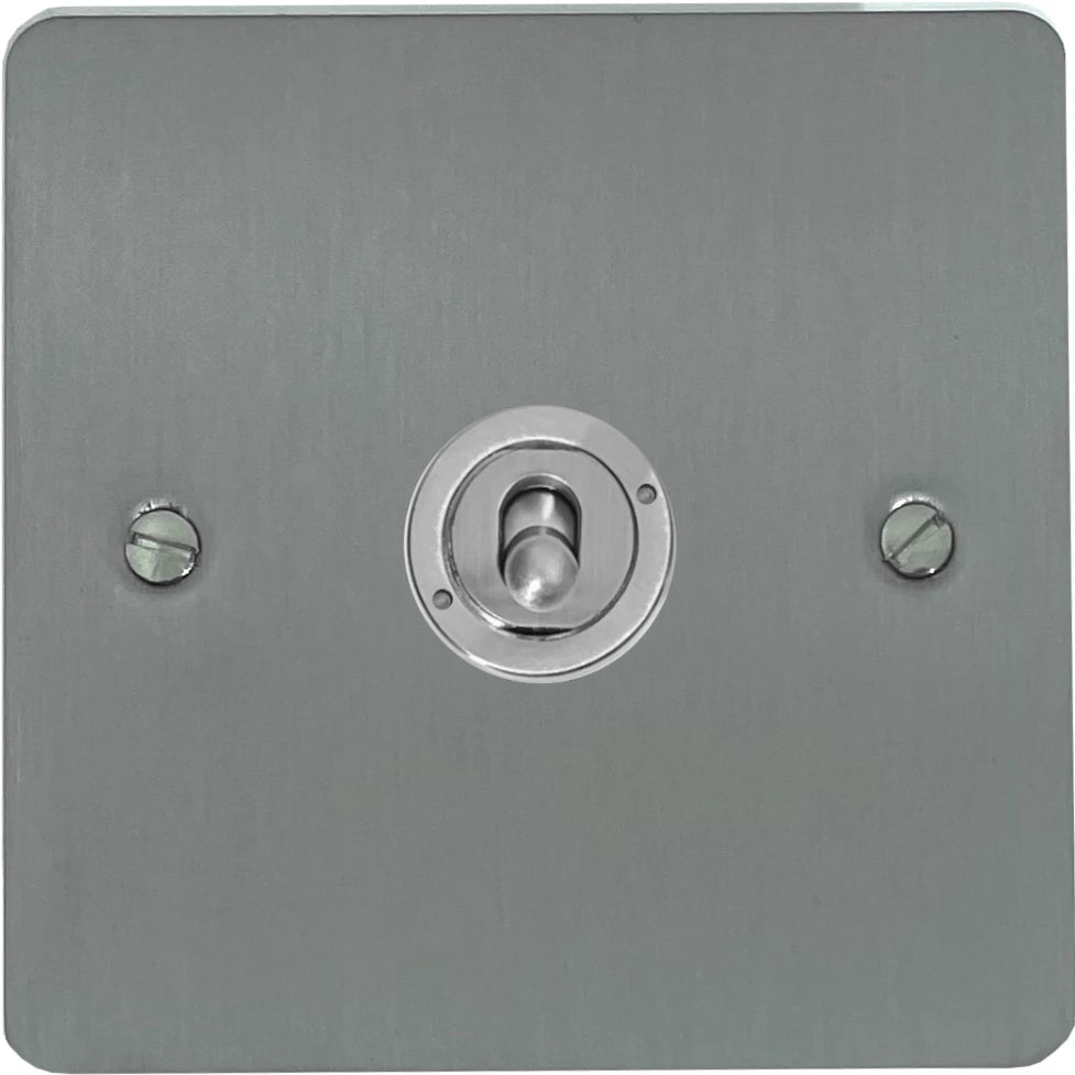 Flat Brushed Steel Intermediate Toggle Switch