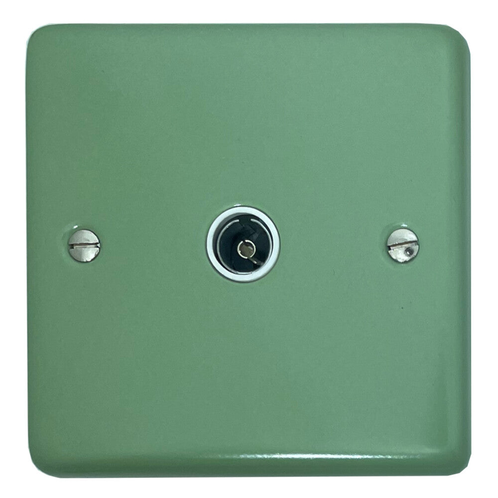Classic Sage Green 1 Gang TV Point (White Insert)