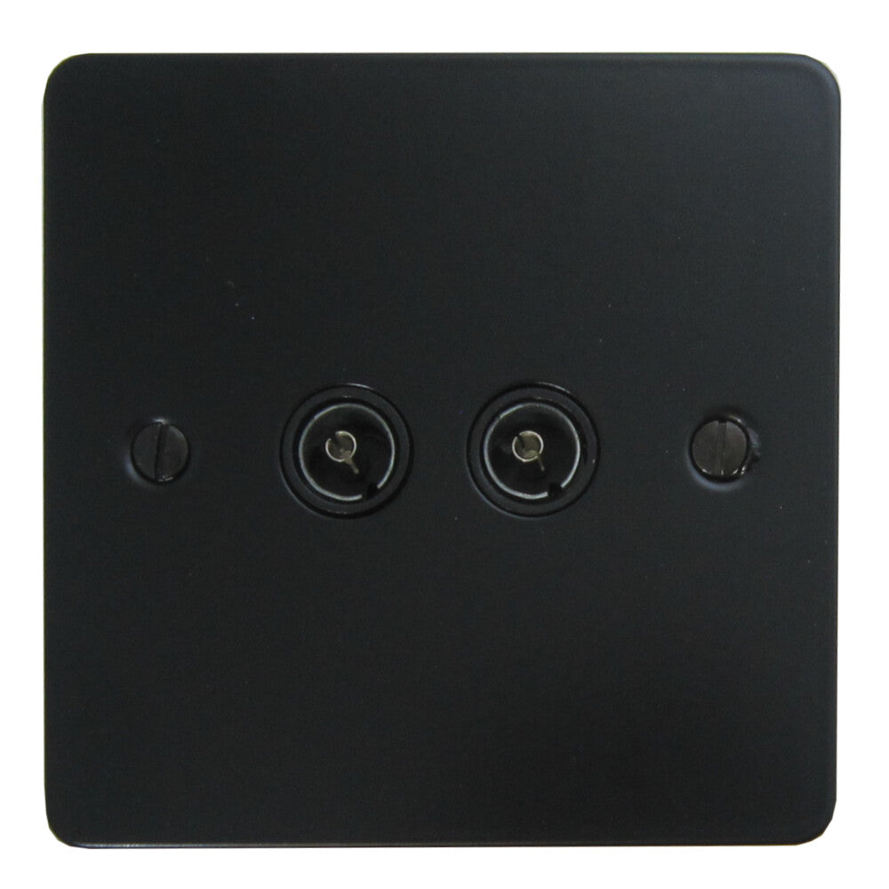 Flat Black 2 Gang Coax Point (Black Insert)