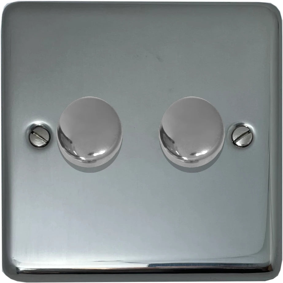Contour Polished Steel 2 Gang LED Dimmer