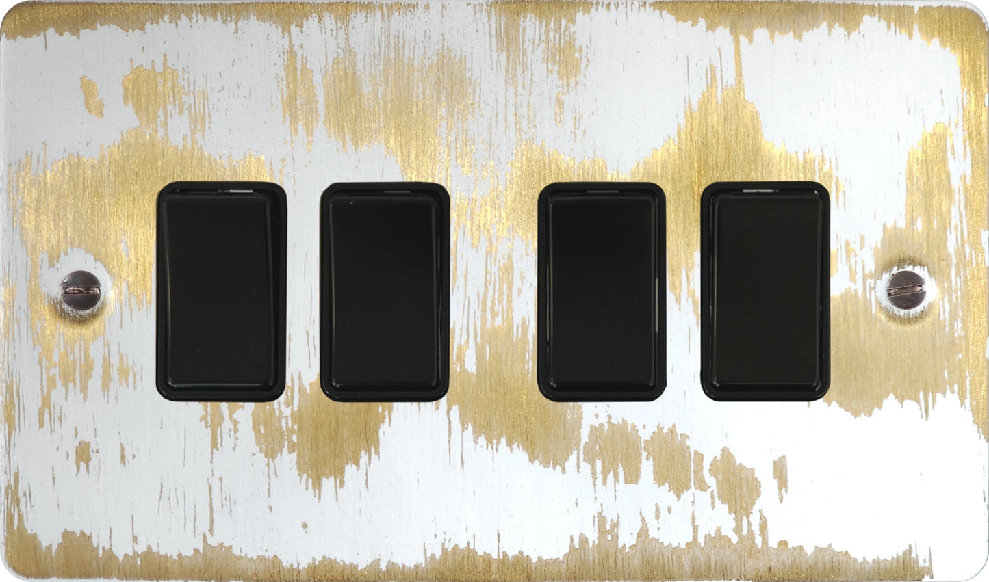 Flat Dover Bronze 4 Gang 2 Way Switch