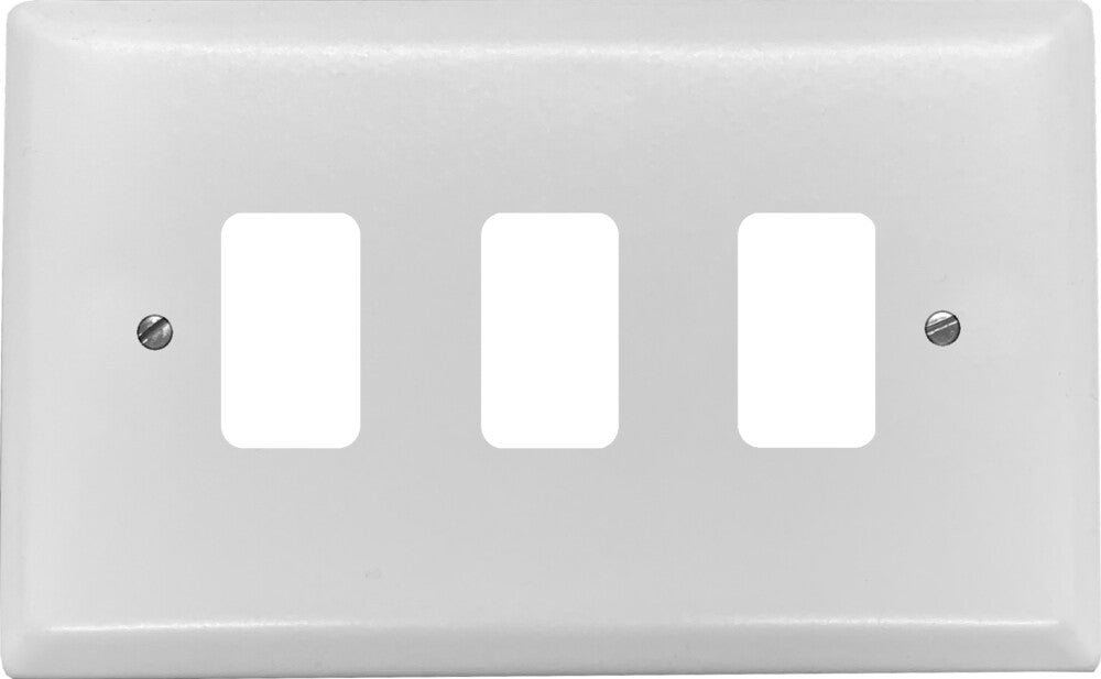 Spectrum Flat White 3 Gang Grid Plate