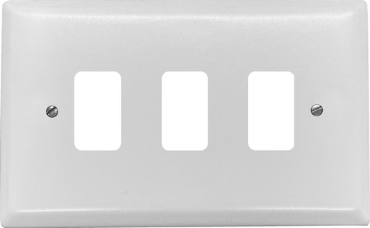 Spectrum Flat White 3 Gang Grid Plate