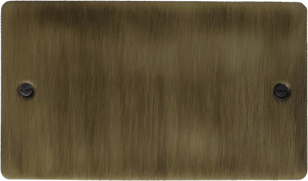 Flat Antique Brass 2 Gang Blank