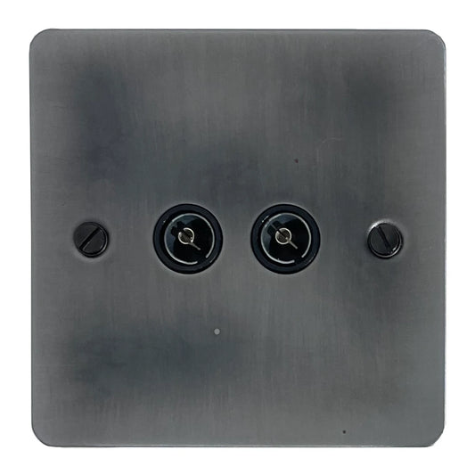 Flat Slate Effect 2 Gang Coax Point