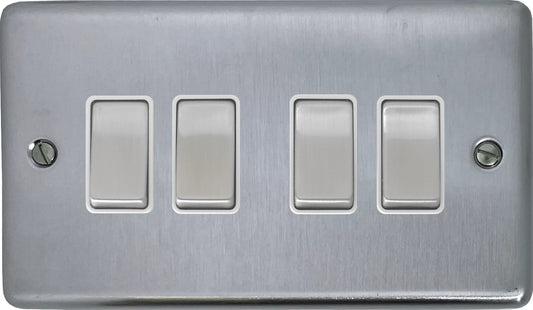 Contour Satin Chrome 4 Gang 2 Way Switch