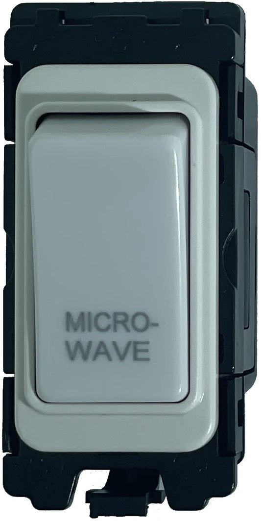 20A DP Switch - Engraved with - Mircowave - All White Insert