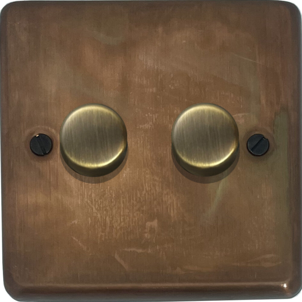 Contour Tarnished Copper 2 Gang Dimmer LED