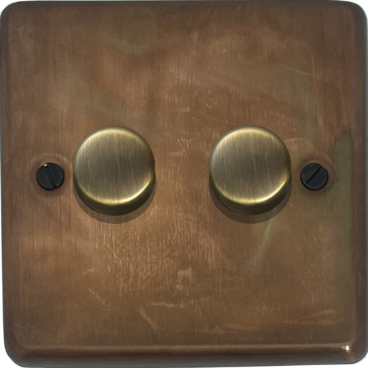 Contour Tarnished Copper 2 Gang Dimmer LED
