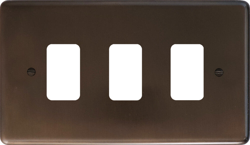 Contour Medium Bronze 3 Gang Grid Plate