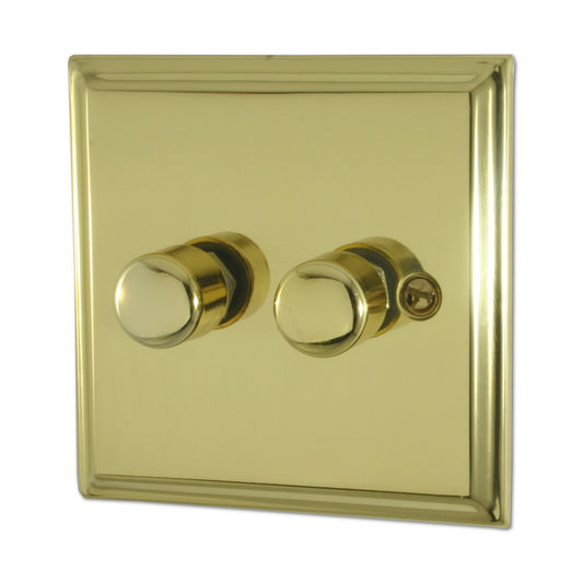 Deco Polished Brass 2 Gang 120W LED Dimmer