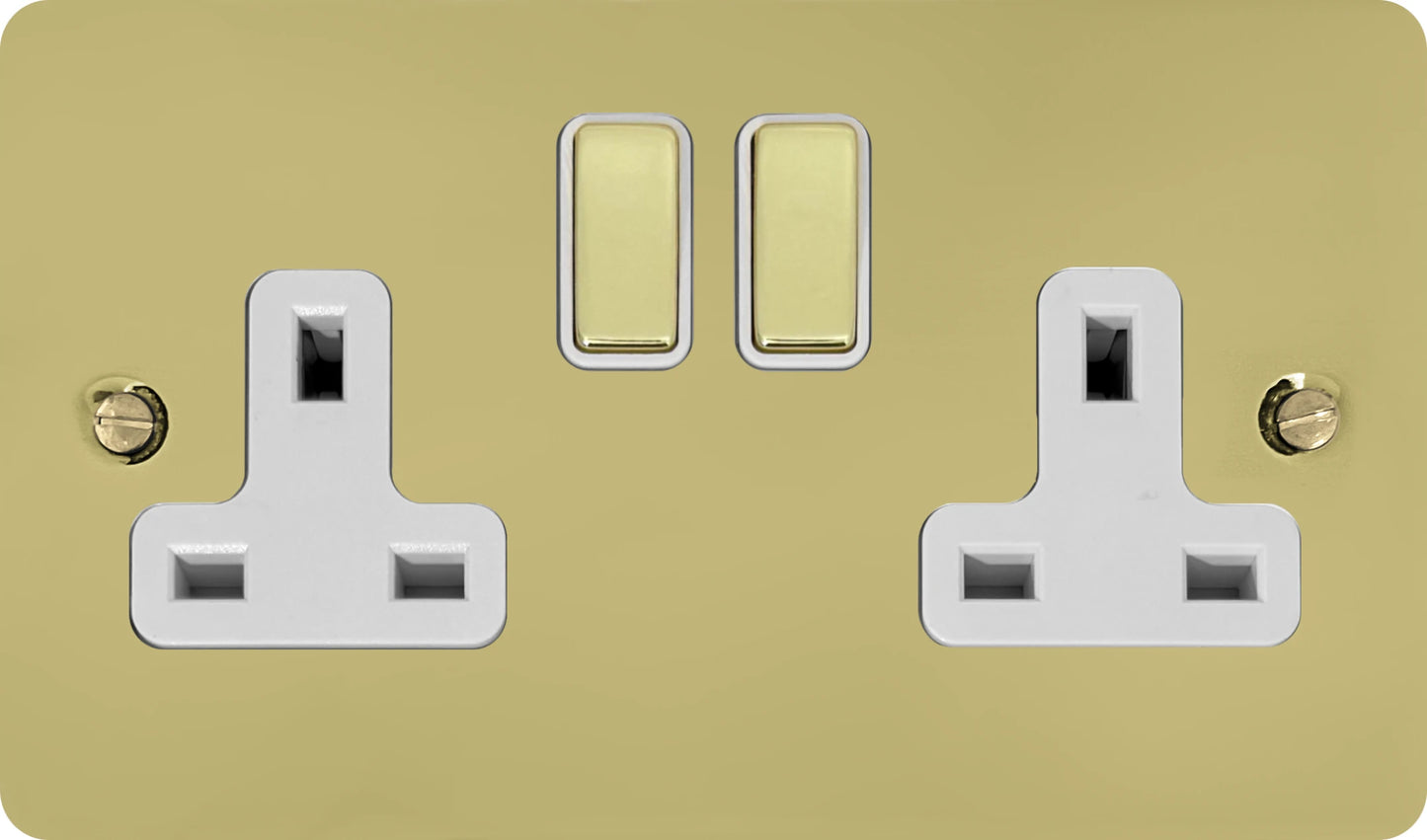 Flat  Polished Brass  2 Gang Socket