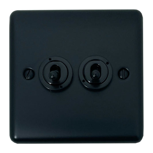 Basics Matt Black 2 Gang Toggle Switch