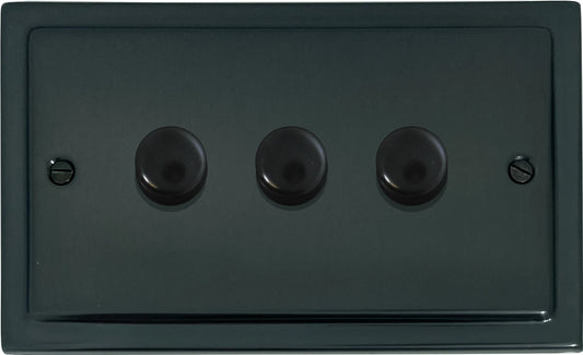Victorian Black Bronze LED Dimmer (3 Gang)