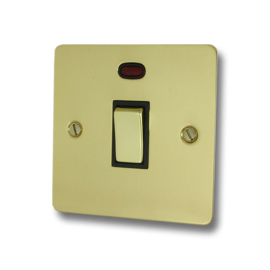 Flat Polished Brass 20A DP Switch