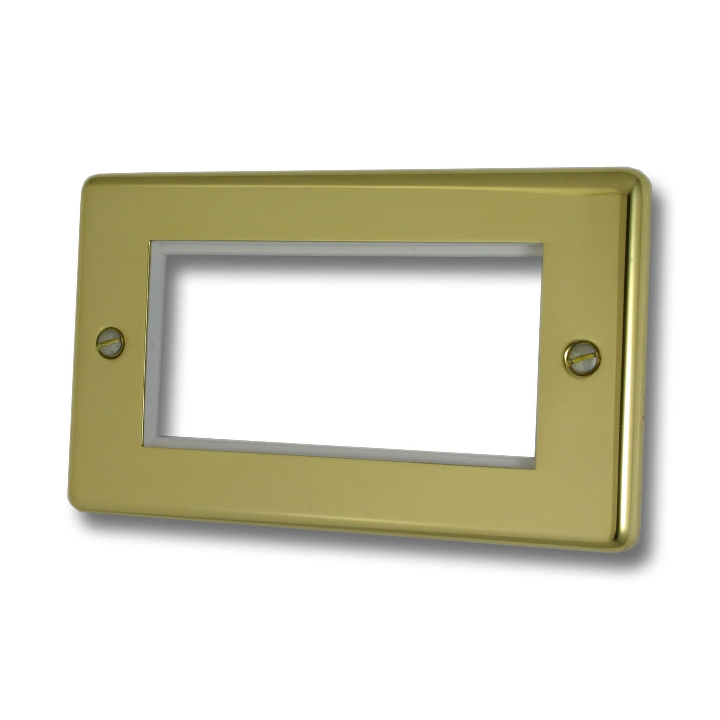 Contour Polished Brass 2 Gang 4 Mod Plate & Frame
