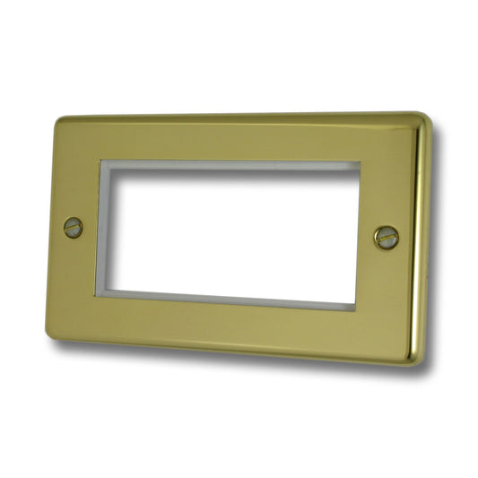 Contour Polished Brass 2 Gang 4 Mod Plate & Frame
